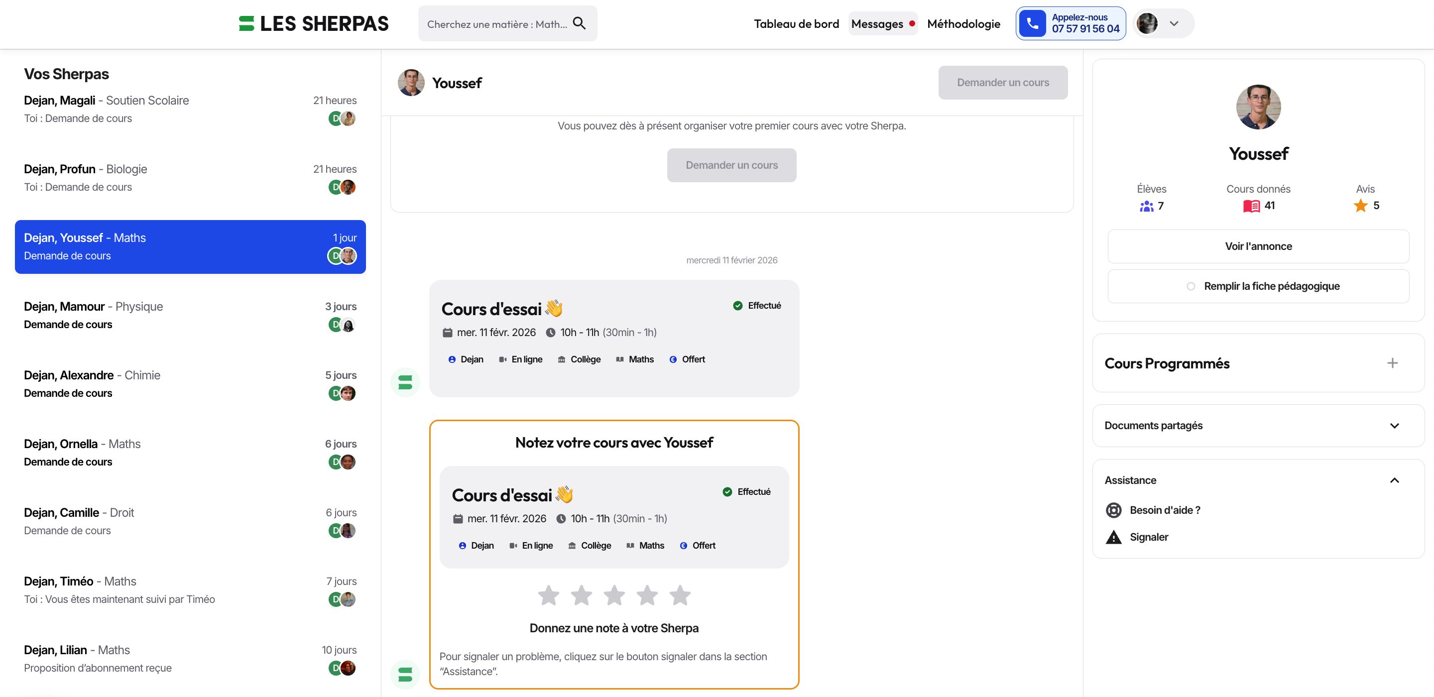 Noter son cours particulier sur Les Sherpas